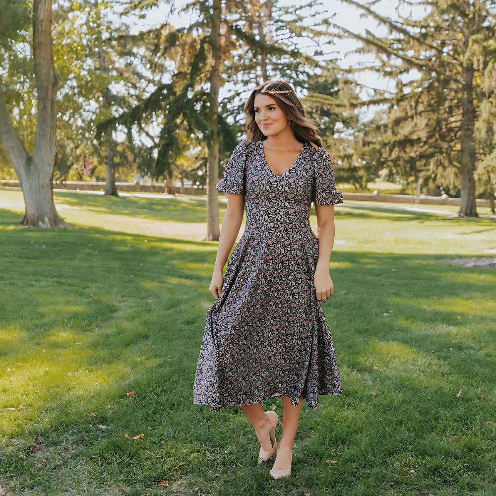 Lucy Dress (Black/Pink Floral) - Image 6