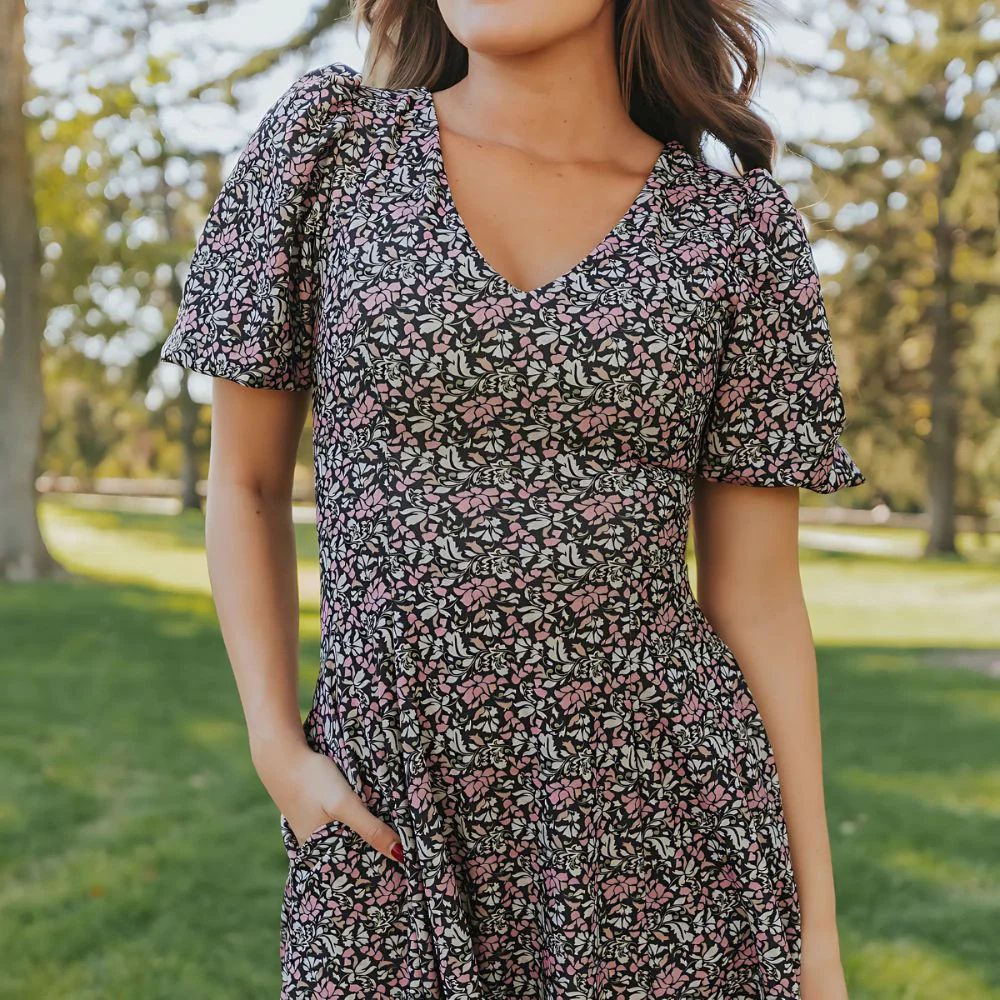 Lucy Dress (Black/Pink Floral) - Image 8