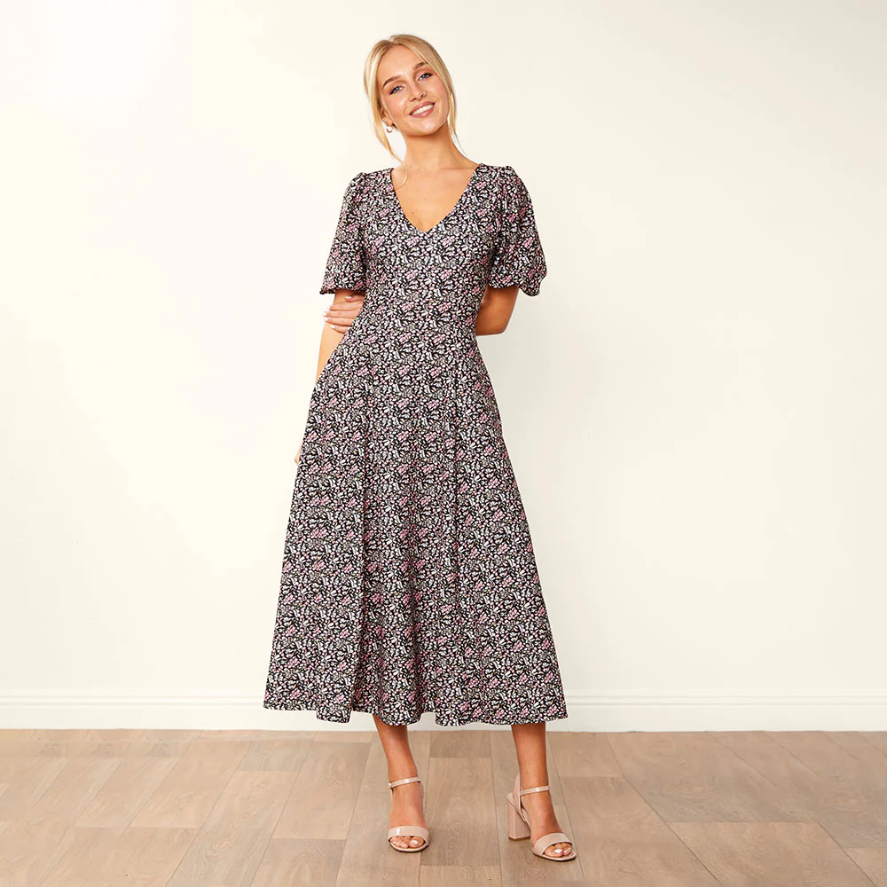 Lucy Dress (Black/Pink Floral) - Image 9