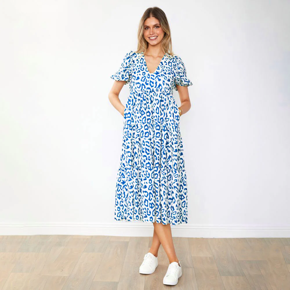 Mabel Dress (Leopard Blue) - Image 3