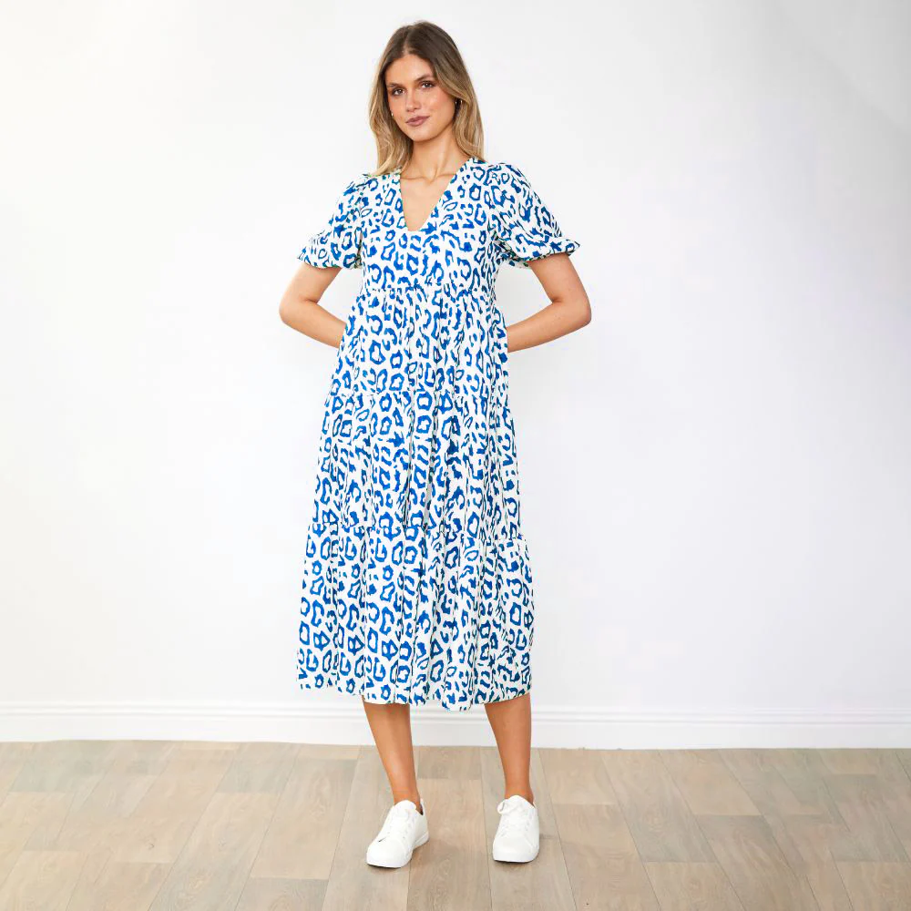 Mabel Dress (Leopard Blue) - Image 4