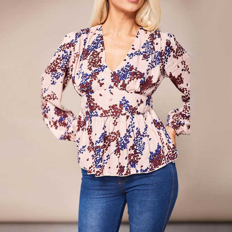 Maisy Peplum Top Cream Floral - Image 20