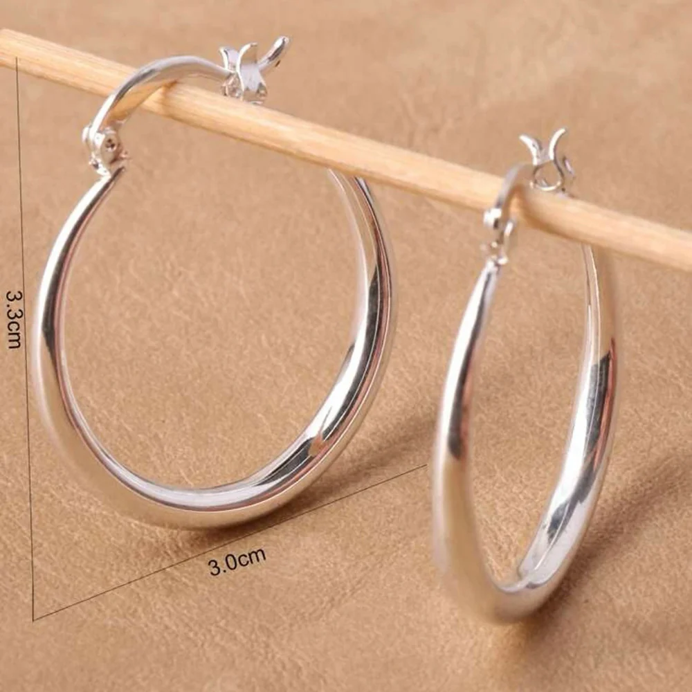 Minimalist Hoop Earrings (Silver) - Image 3