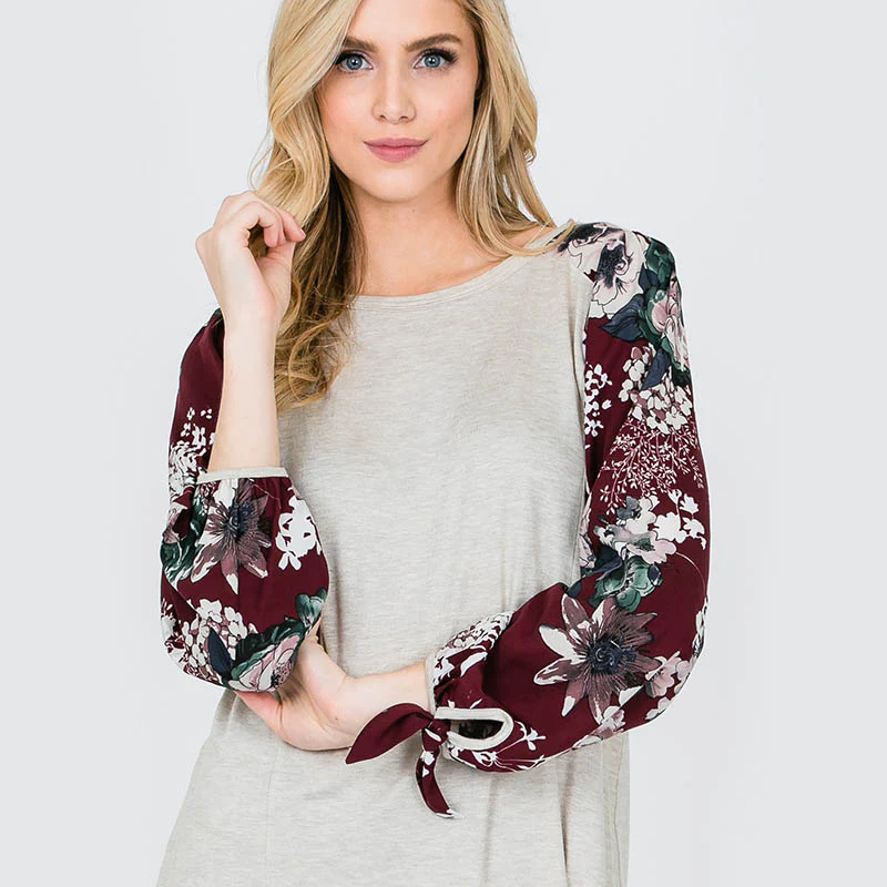 Missy Floral Sleeve Berry - Image 3