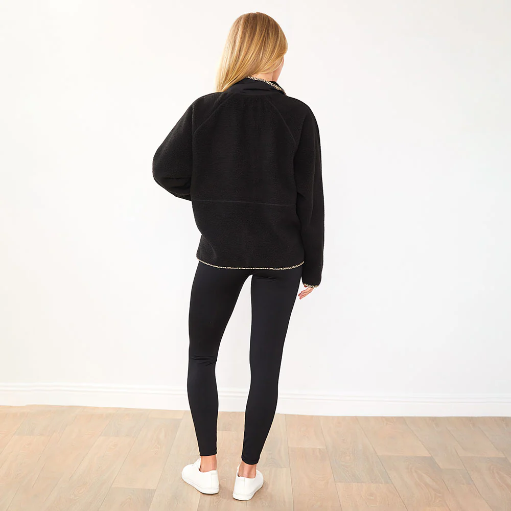 Molly Fleece Jacket (Black/Leopard Trim) - Image 8