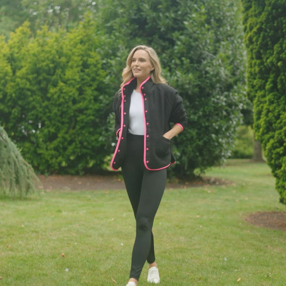 Molly Fleece Jacket (Black/Neon Pink Trim) - Image 11