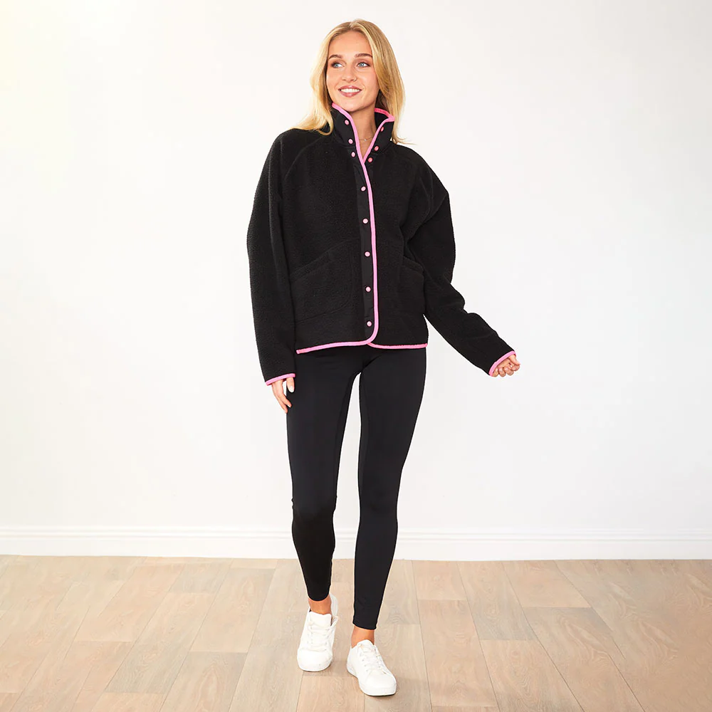 Molly Fleece Jacket (Black/Neon Pink Trim) - Image 3