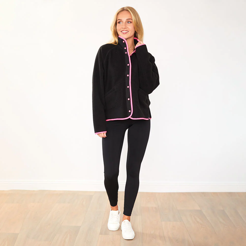 Molly Fleece Jacket (Black/Neon Pink Trim) - Image 7