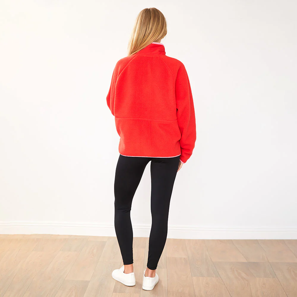 Molly Fleece Jacket (Coral Red/Pink Trim) - Image 11