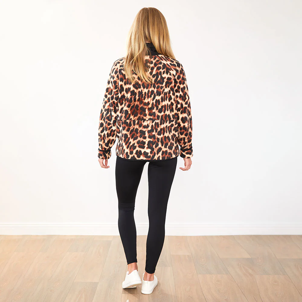 Molly Fleece Jacket (Leopard Print/Black Trim) - Image 11