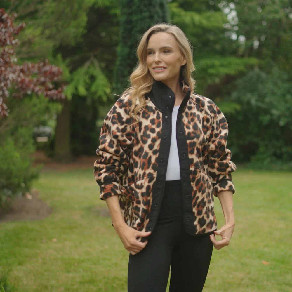 Molly Fleece Jacket (Leopard Print/Black Trim) - Image 8