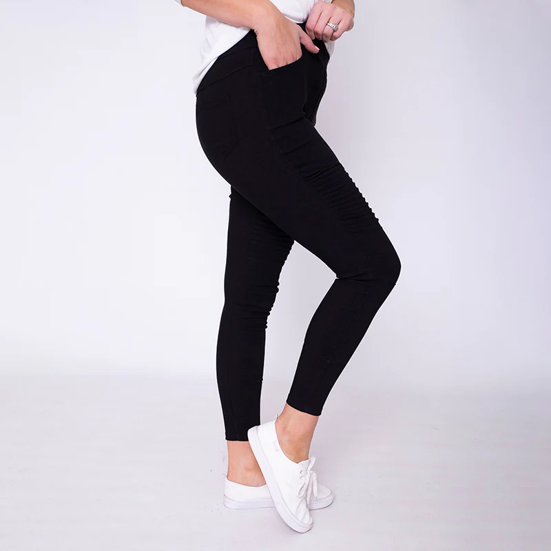 Moto Pleated Jeggings Black - Image 6