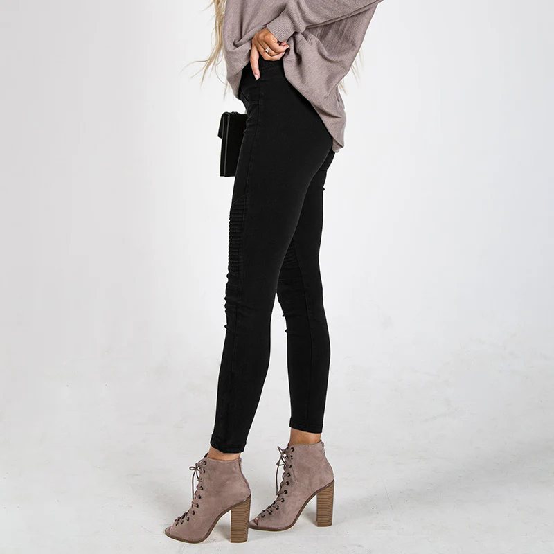 Moto Pleated Jeggings Black - Image 7