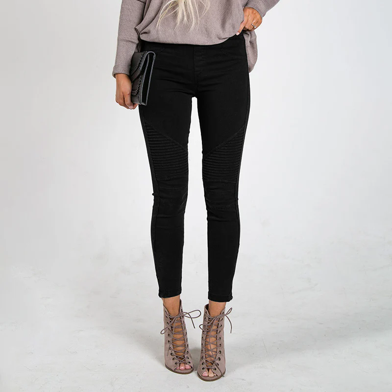 Moto Pleated Jeggings Black - Image 8