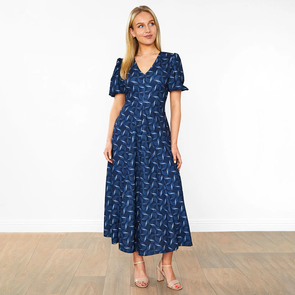 Flora Dress (Navy Abstract) - Image 3