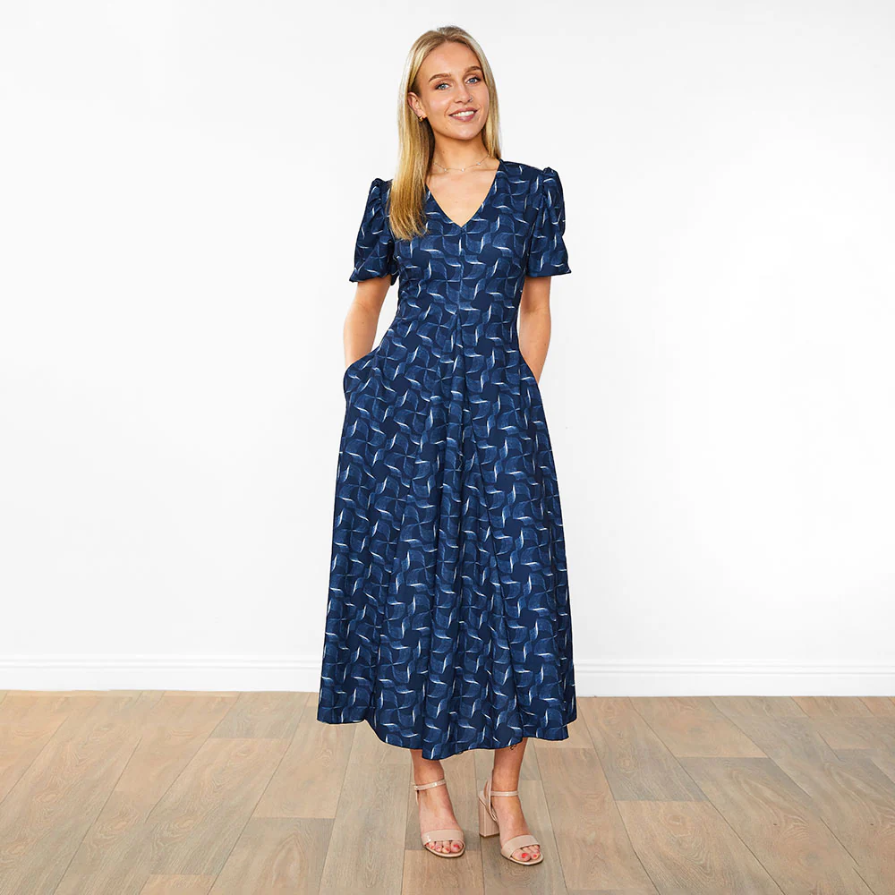 Flora Dress (Navy Abstract) - Image 6