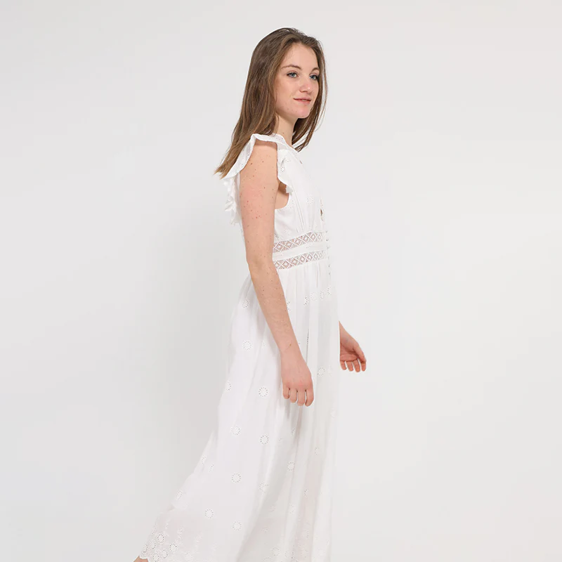Palmer Embroidery Dress (White) - Image 3