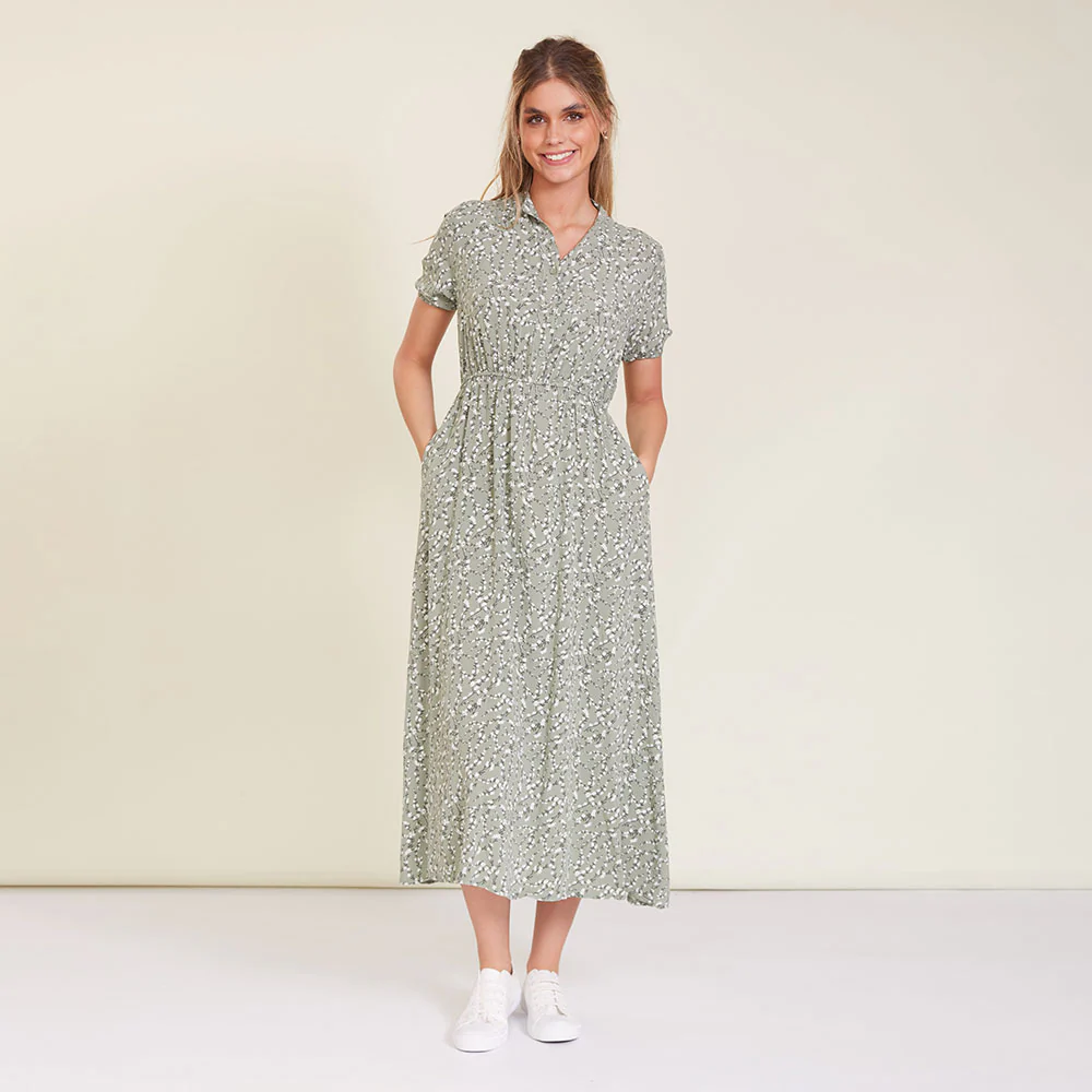 Parker Dress (Khaki Floral) - Image 2