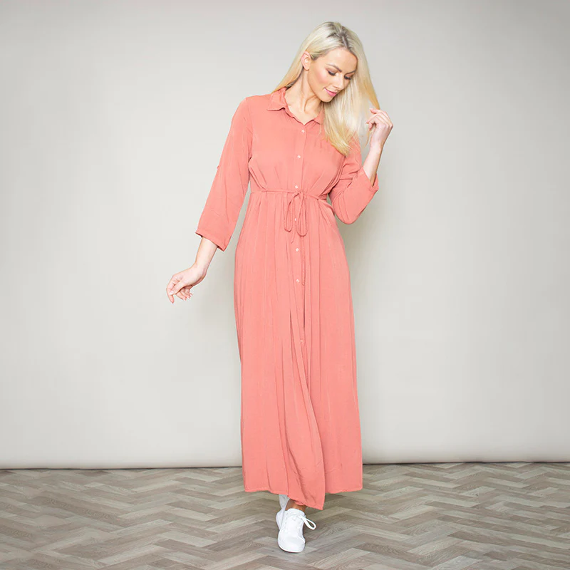 Pillo Peach Maxi Shirt Dress - Image 7