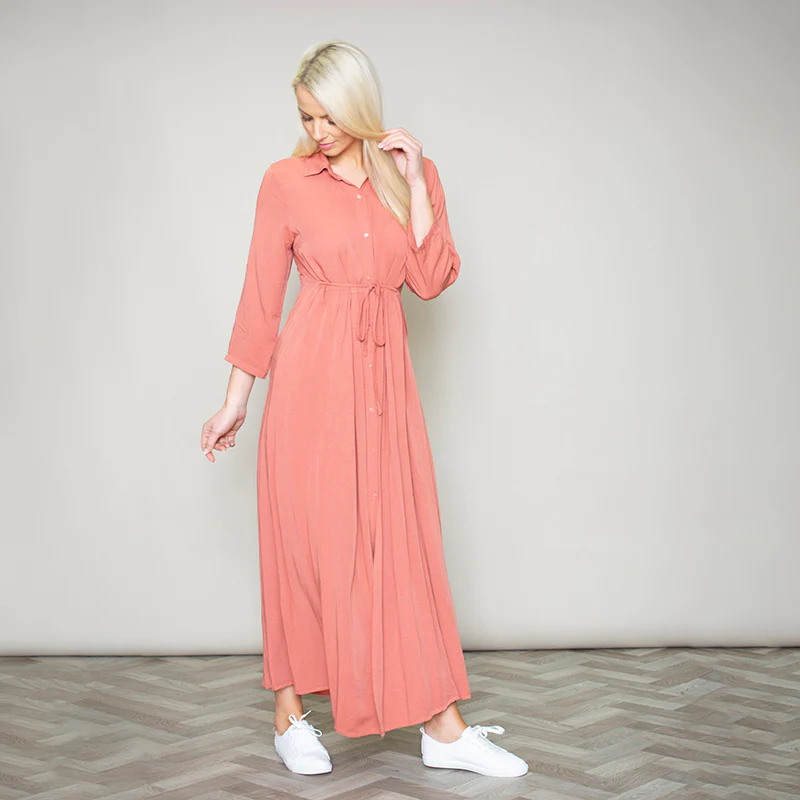 Pillo Peach Maxi Shirt Dress - Image 9