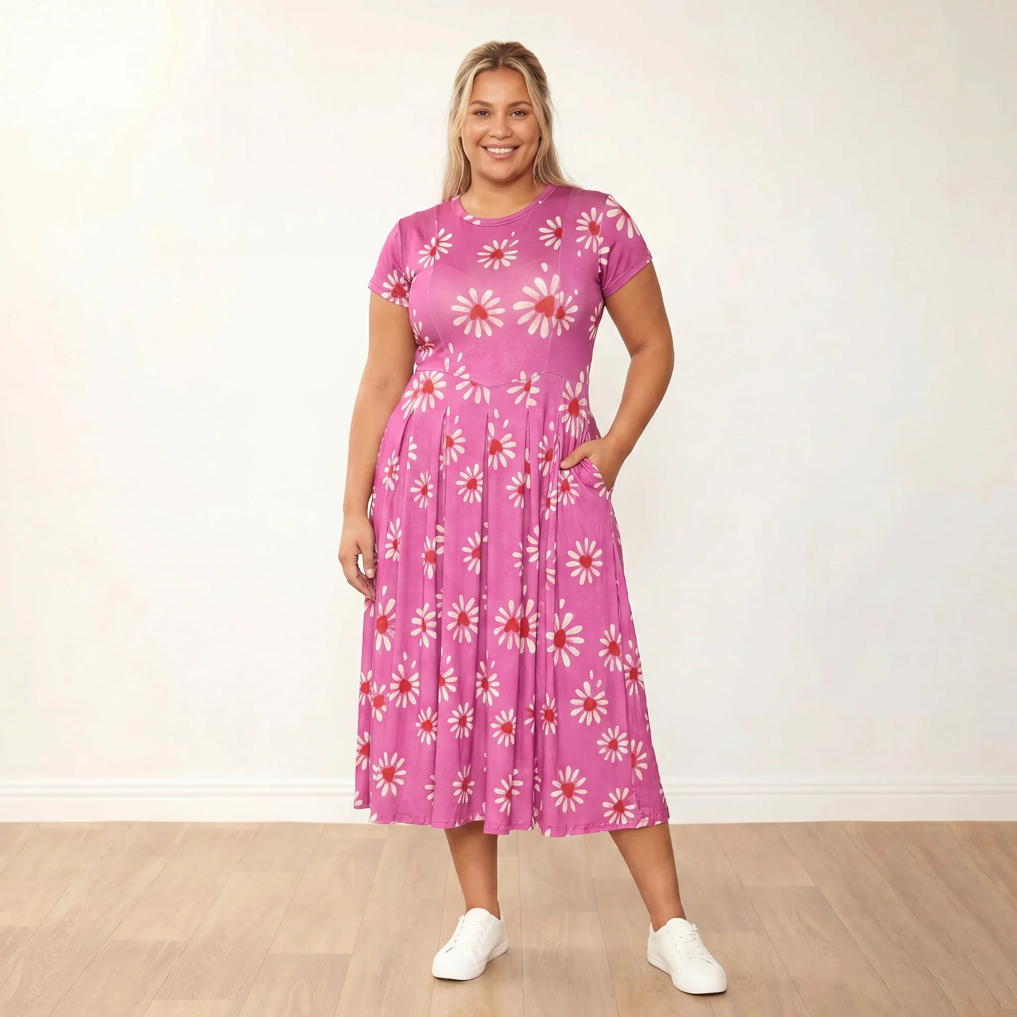 Polly Dress (Berry Daisy) - Image 3