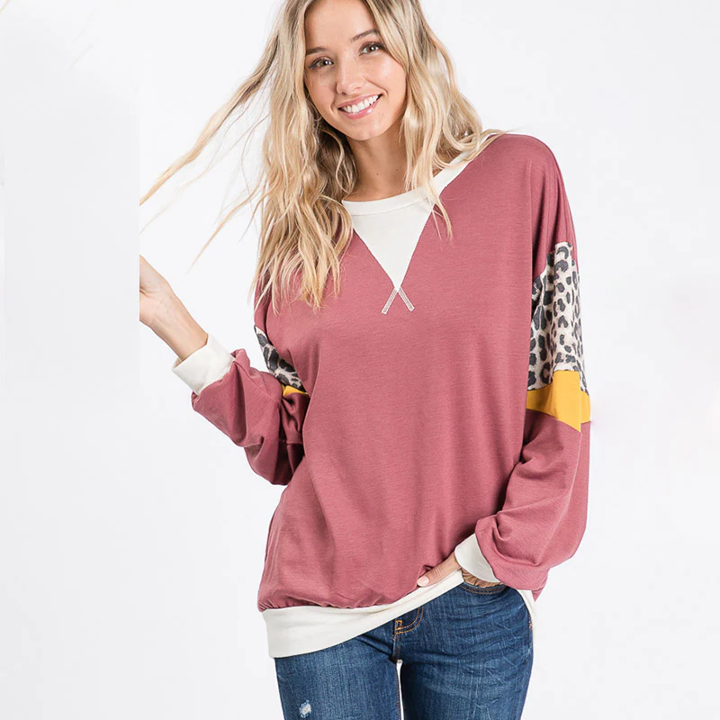 Polly Leopard Top Rose Wood - Image 2