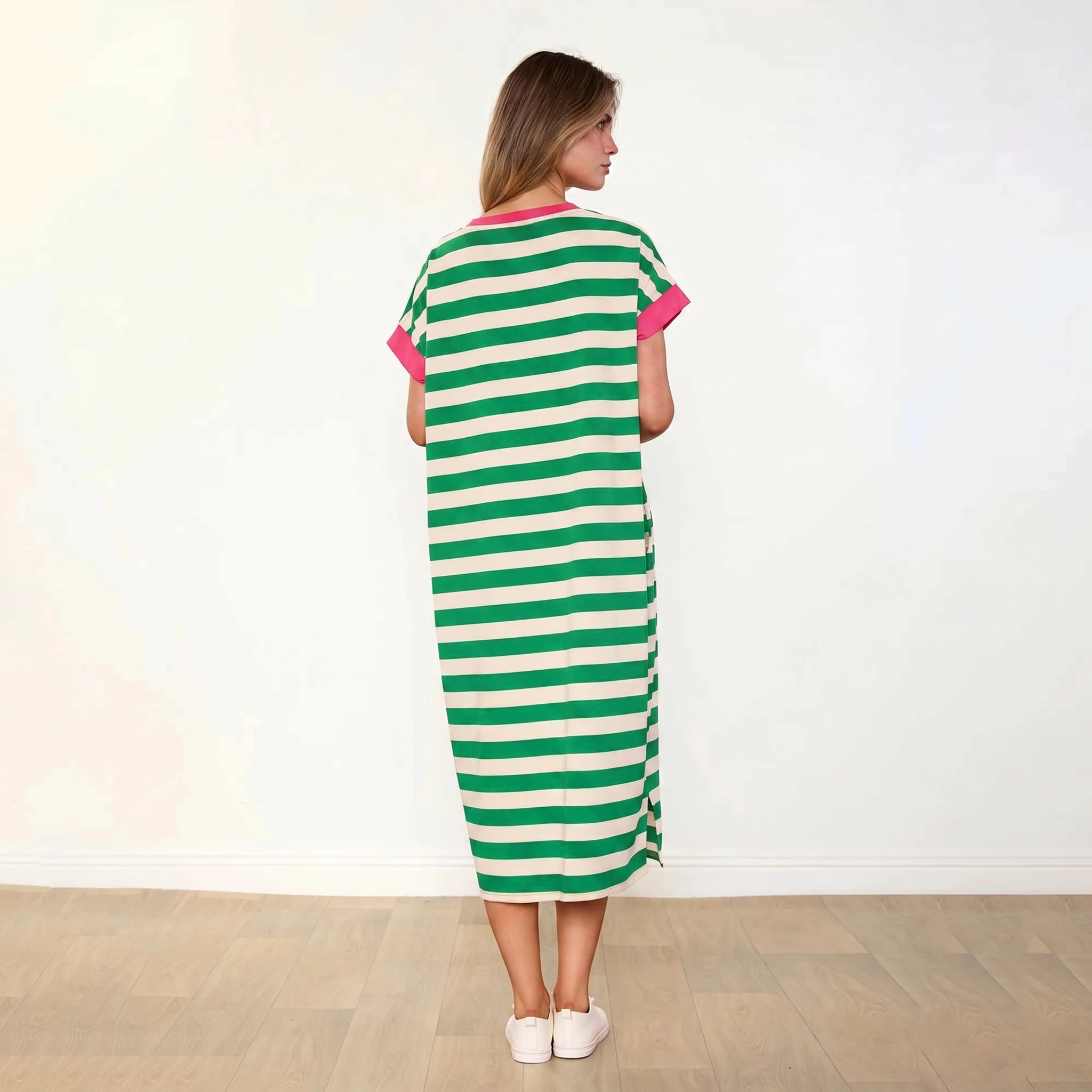 Rachel Dress (Green Stripe/Pink) - Image 10