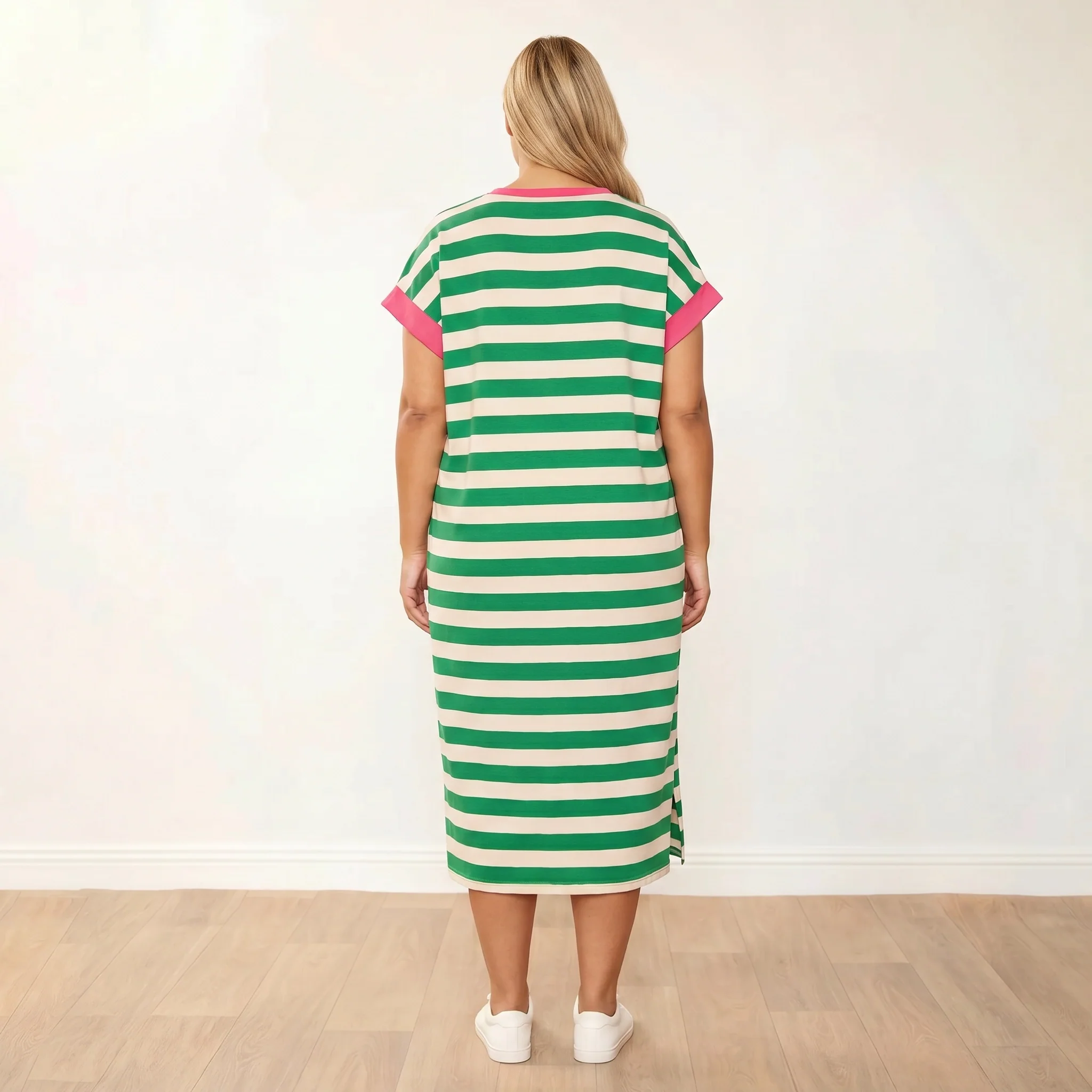 Rachel Dress (Green Stripe/Pink) - Image 11