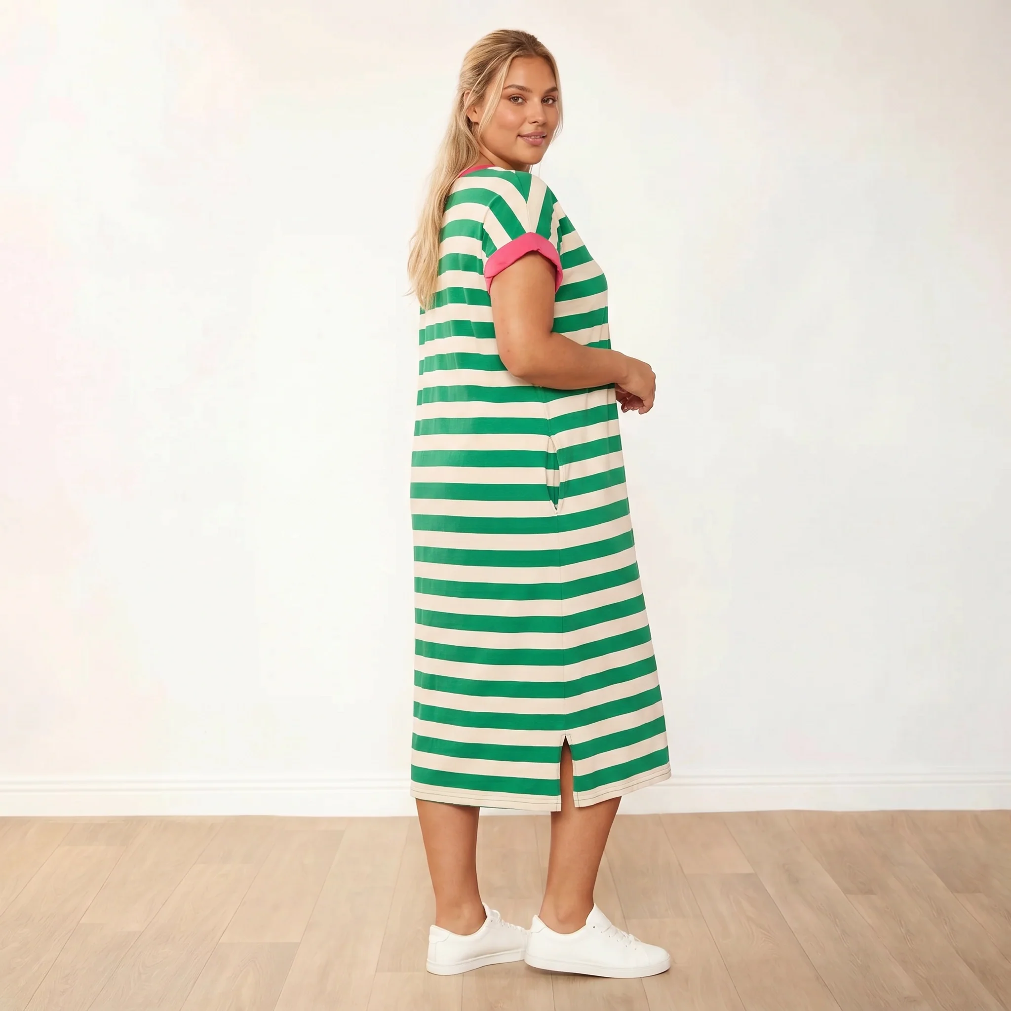 Rachel Dress (Green Stripe/Pink) - Image 12