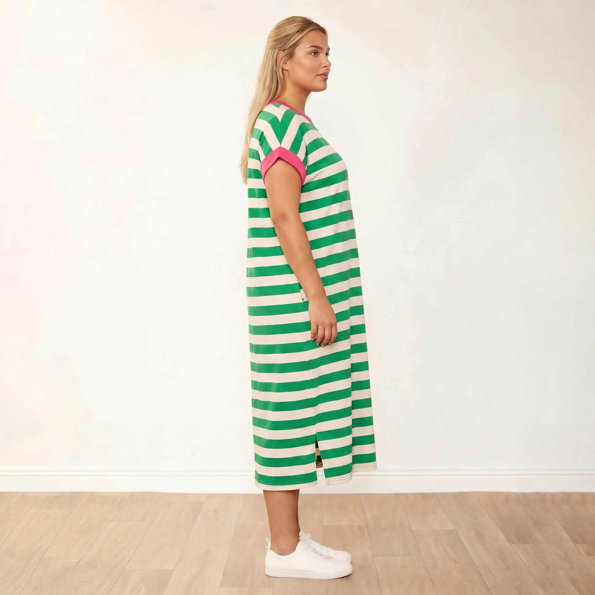 Rachel Dress (Green Stripe/Pink) - Image 9