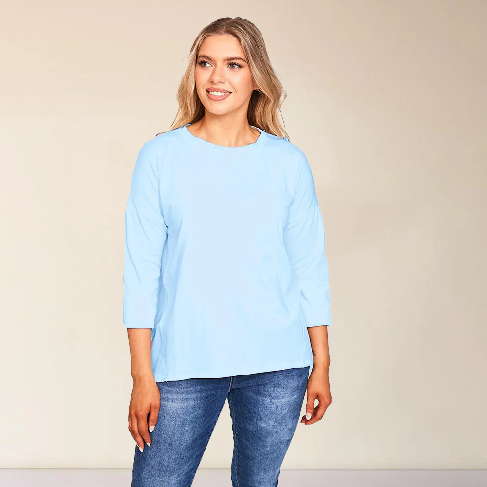 Riley Crew Neck Top (Blue)