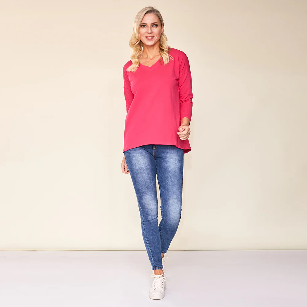 Riley V Neck Top (Pink) - Image 2