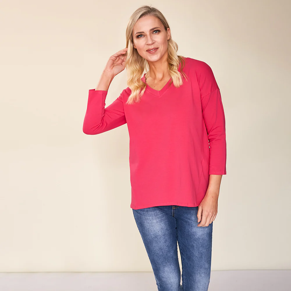 Riley V Neck Top (Pink) - Image 3