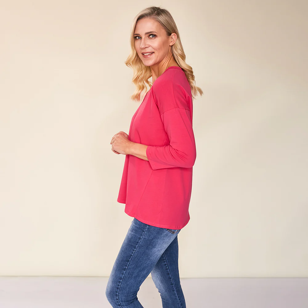Riley V Neck Top (Pink) - Image 4