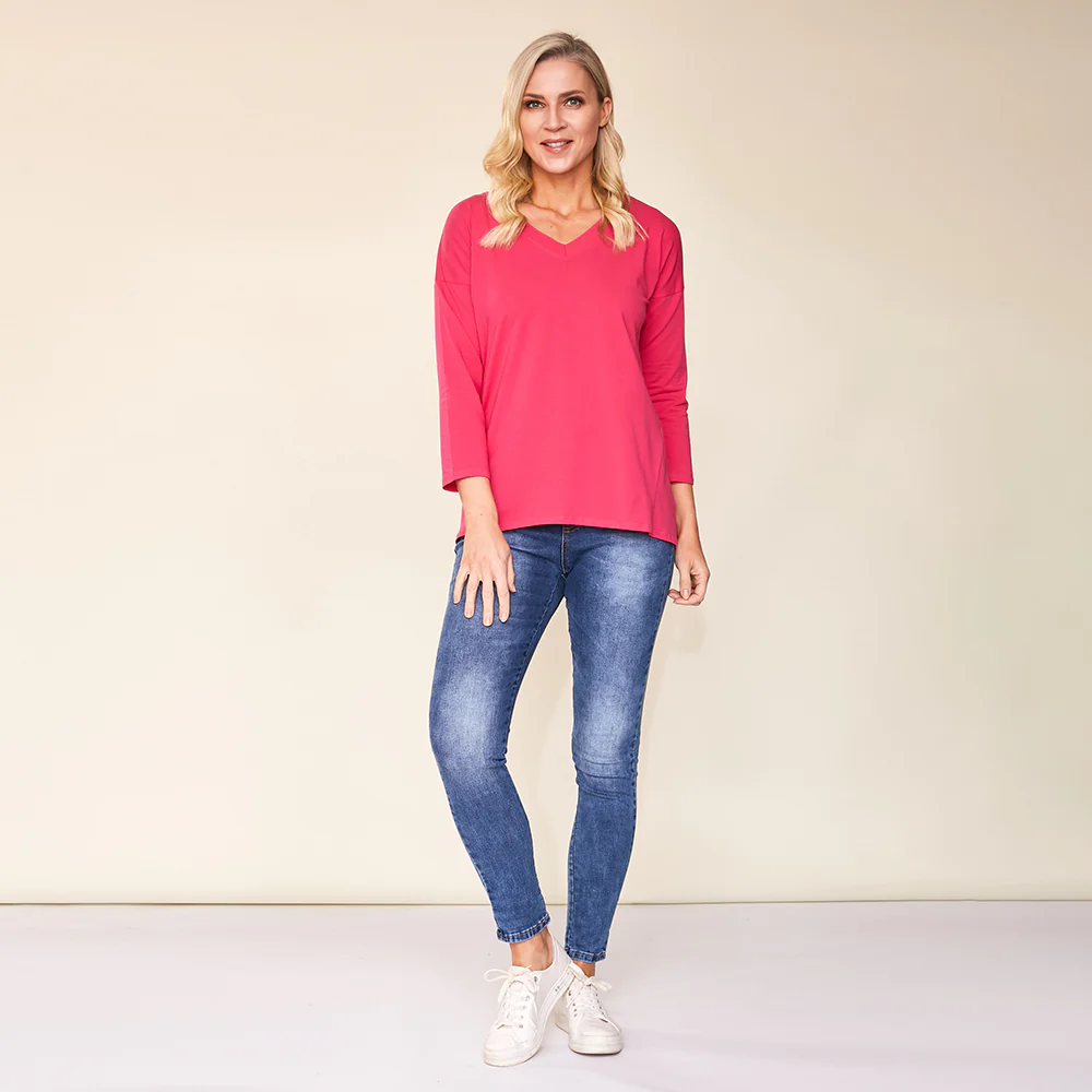 Riley V Neck Top (Pink) - Image 6