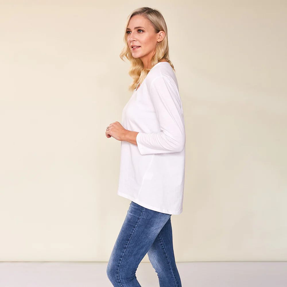 Riley V Neck Top (White) - Image 8