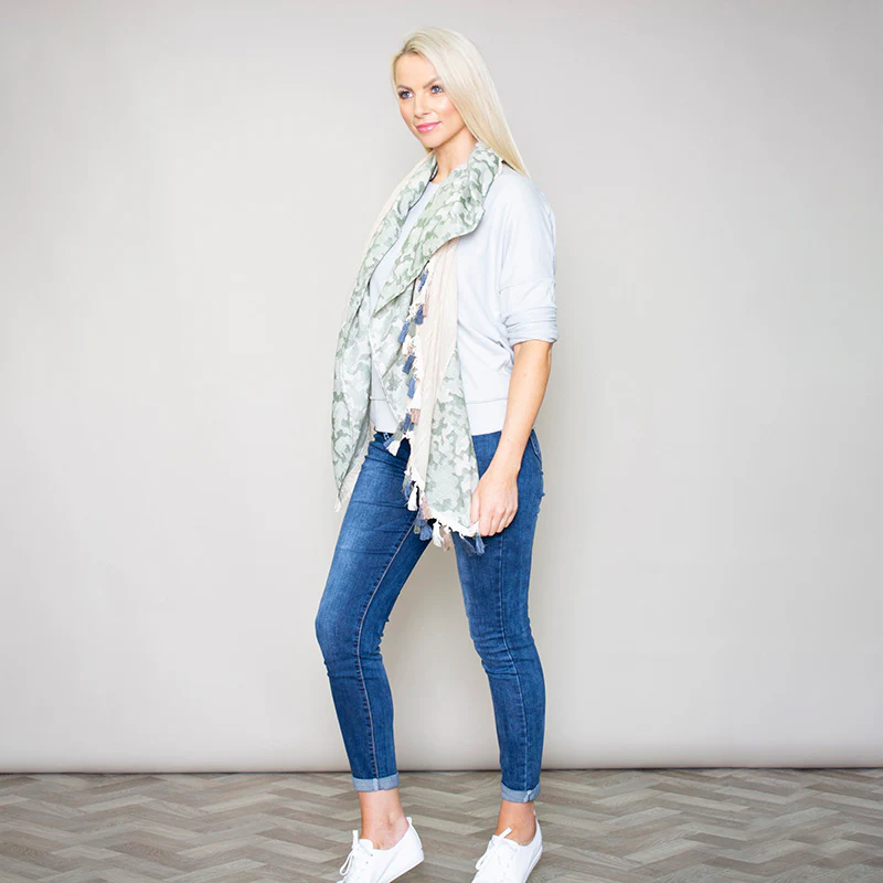 Rio Tassel Scarf Khaki - Image 4