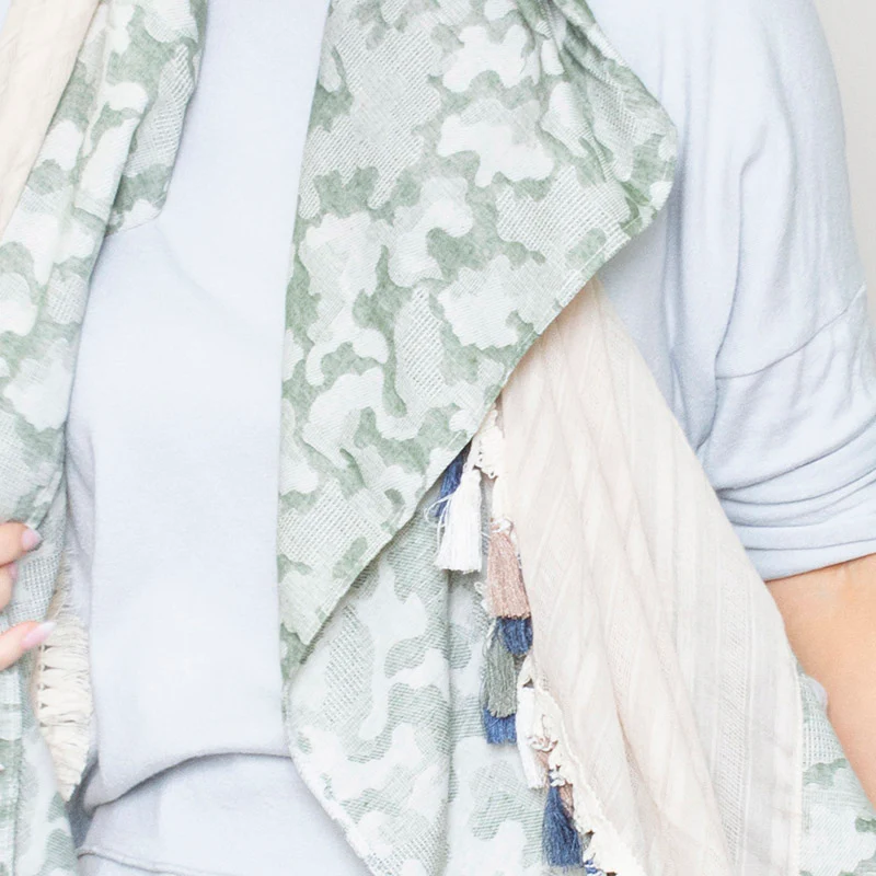Rio Tassel Scarf Khaki - Image 5