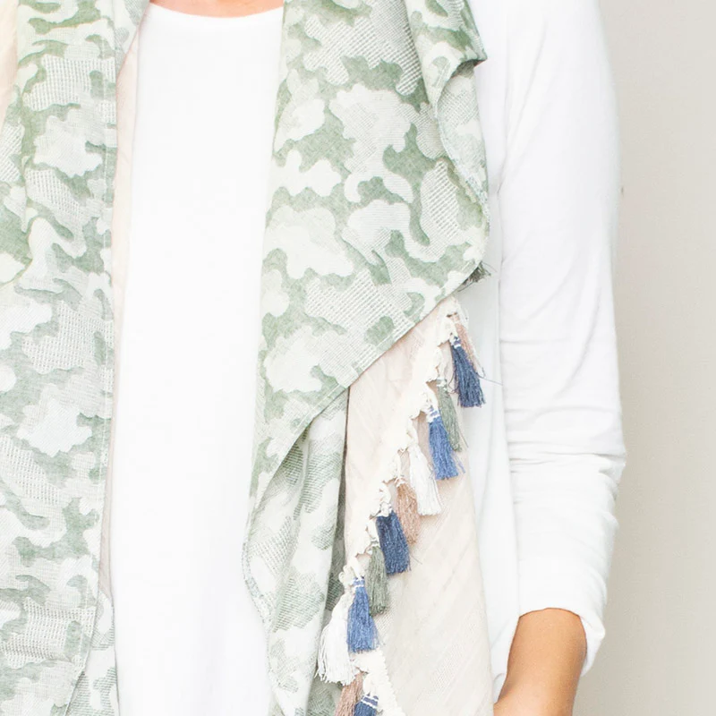 Rio Tassel Scarf Khaki - Image 6