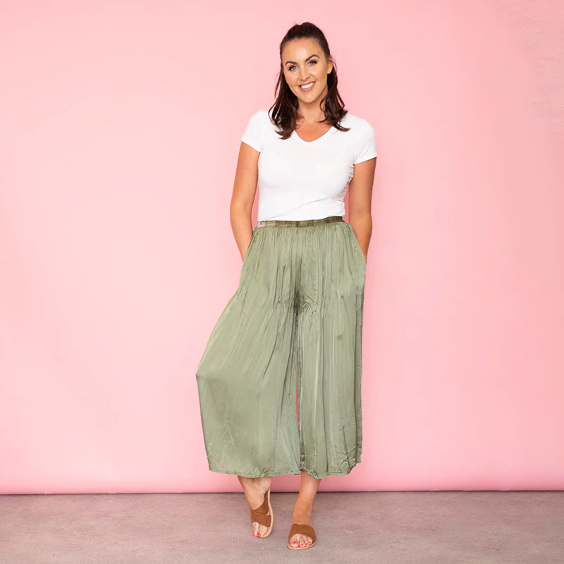 Aly Loose Elastic Waist Trousers Khaki - Image 2