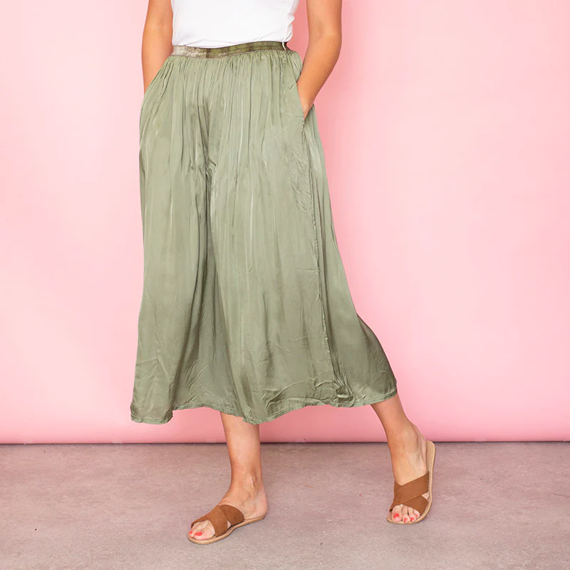 Aly Loose Elastic Waist Trousers Khaki - Image 3