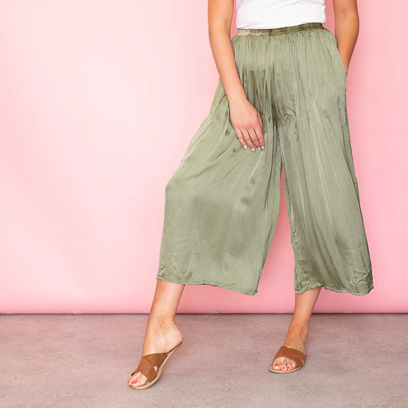 Aly Loose Elastic Waist Trousers Khaki - Image 4