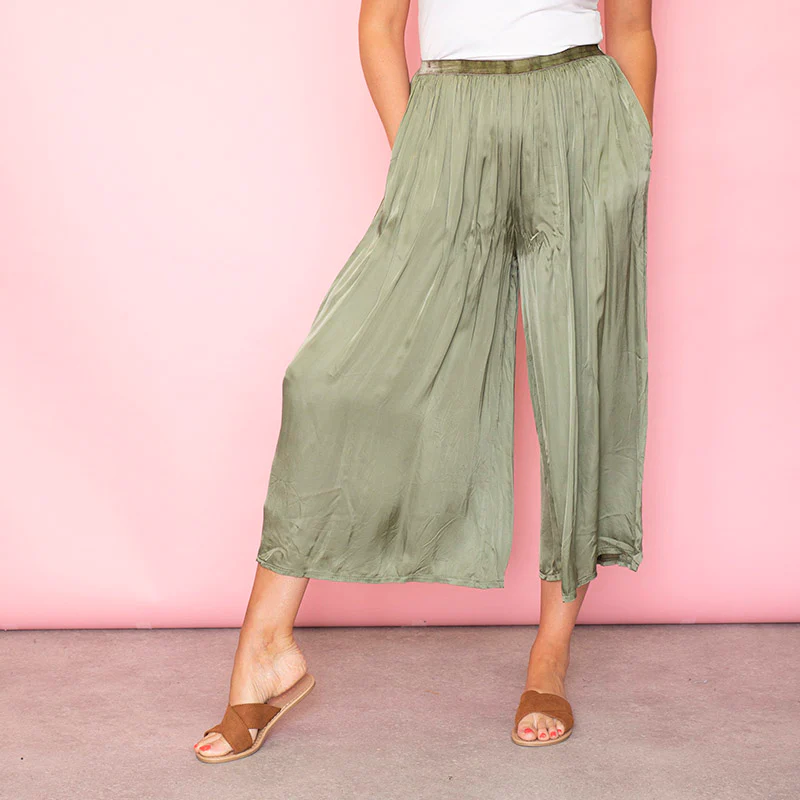 Aly Loose Elastic Waist Trousers Khaki - Image 5