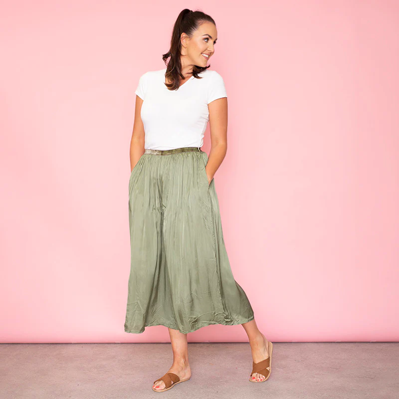Aly Loose Elastic Waist Trousers Khaki - Image 6