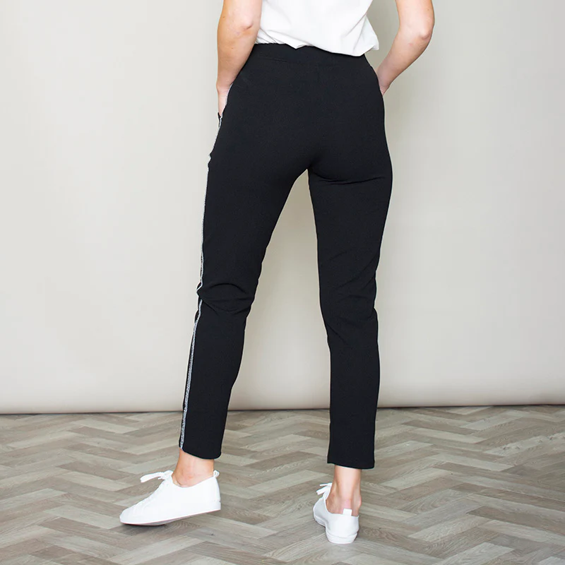 Silver Stripe Joggers Black - Image 8