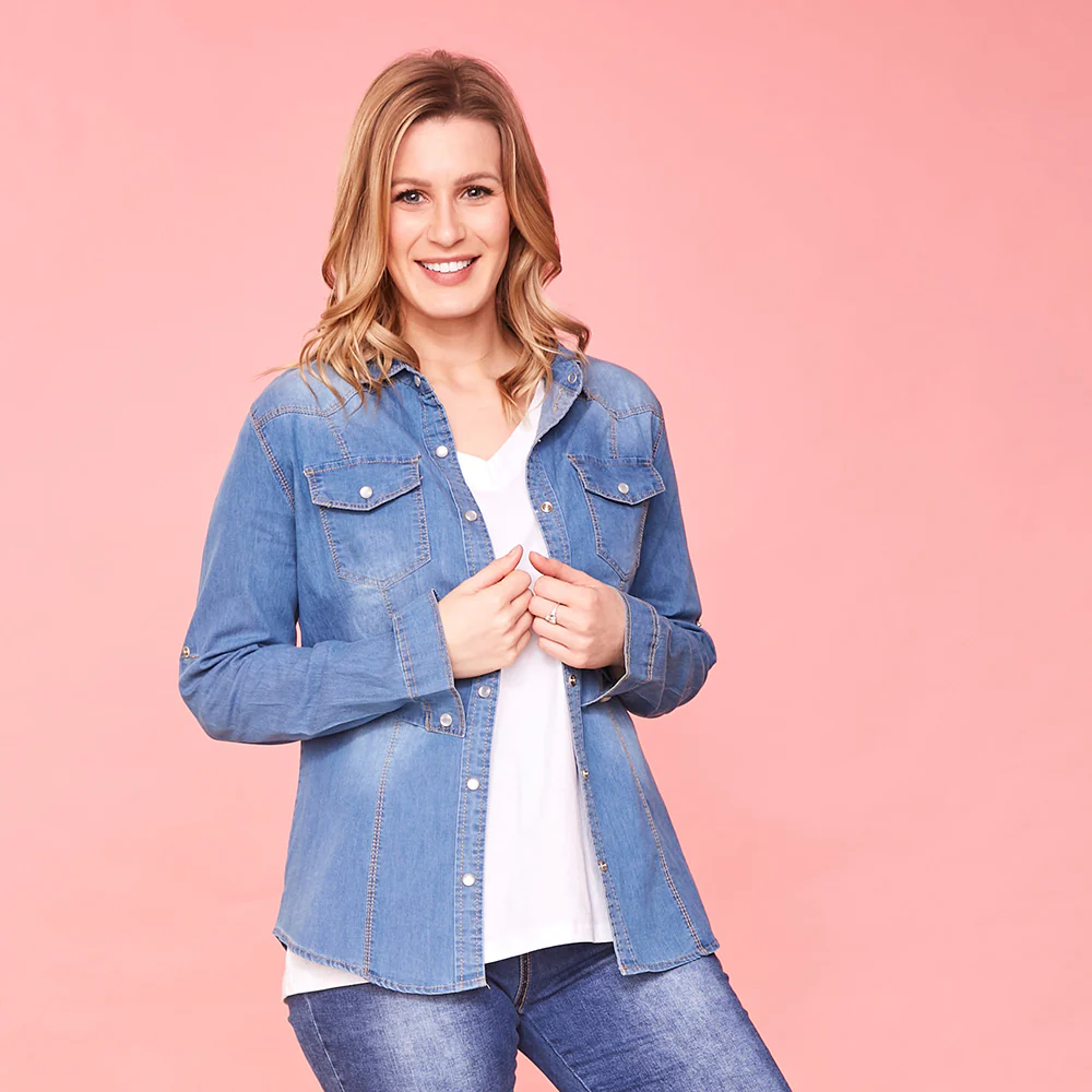 Siona Denim Shirt (Blue) - Image 2