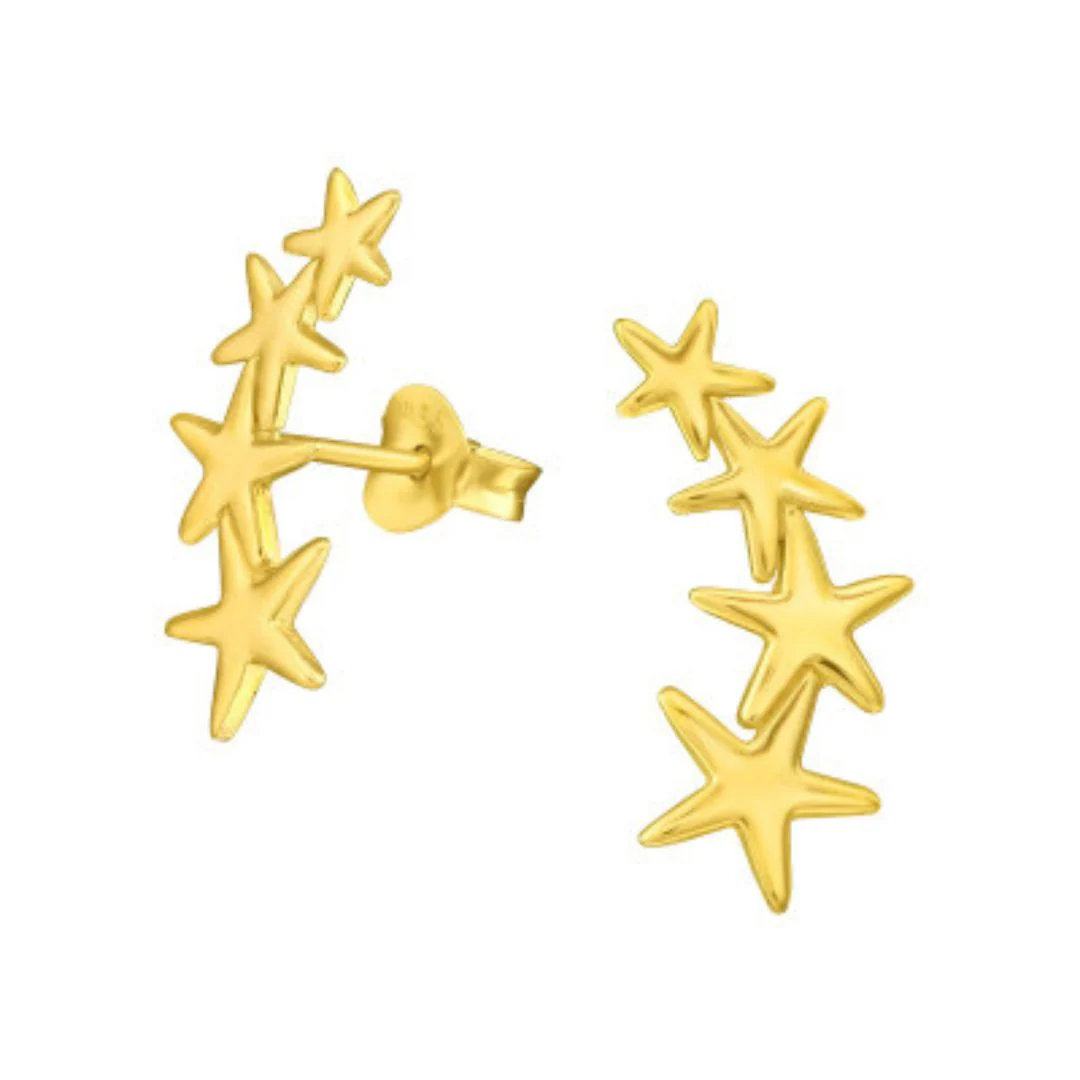 Gold Curved Star Stud - Image 2