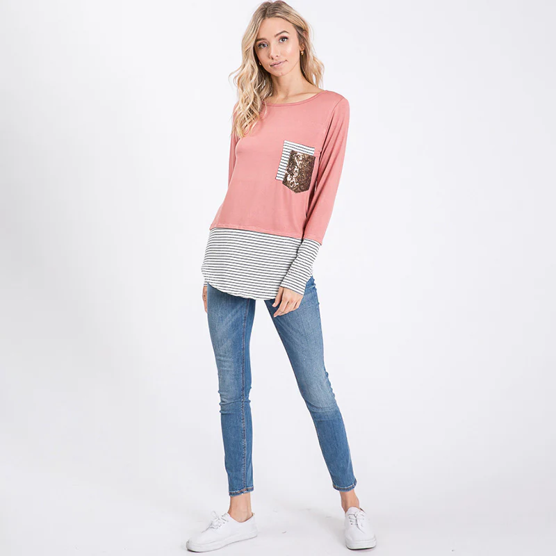Sule Striped Hem Pocket Top - Image 3