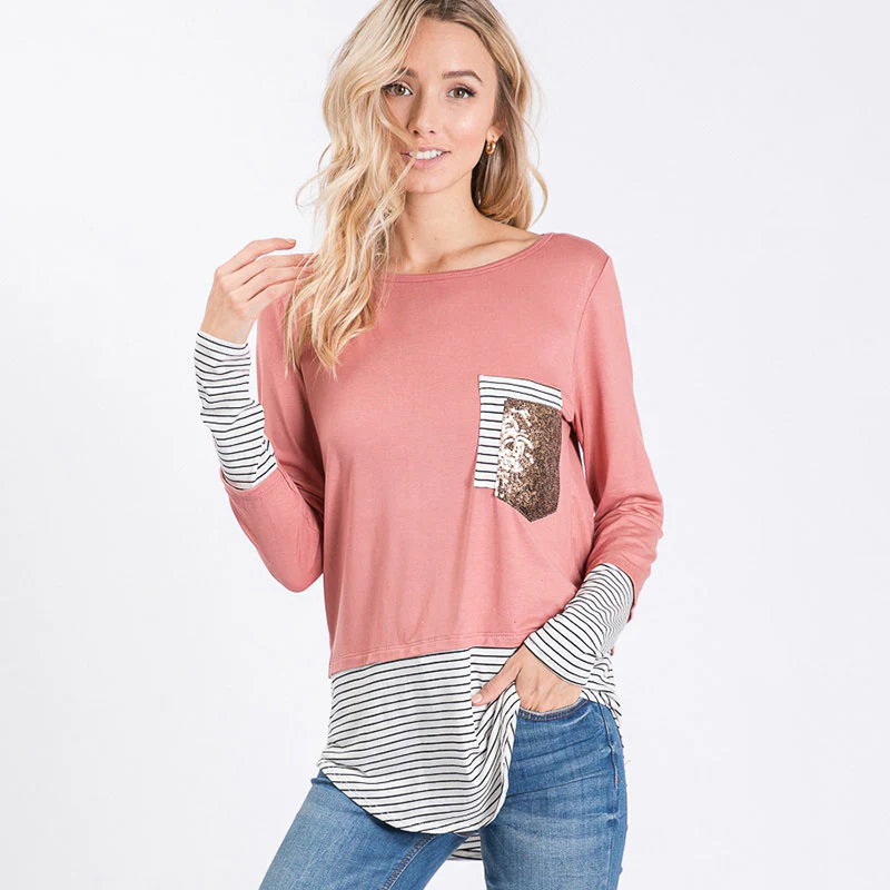 Sule Striped Hem Pocket Top - Image 5