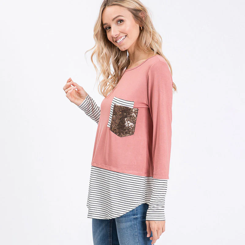 Sule Striped Hem Pocket Top - Image 6